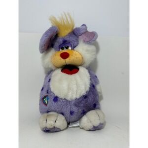 Vintage 1987 Irwin Toy Yawnies Purple Spotted Monster Plush 80s Stuffed Animal